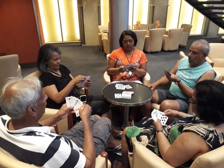 Playing GinRummy aboard Costa Victoria